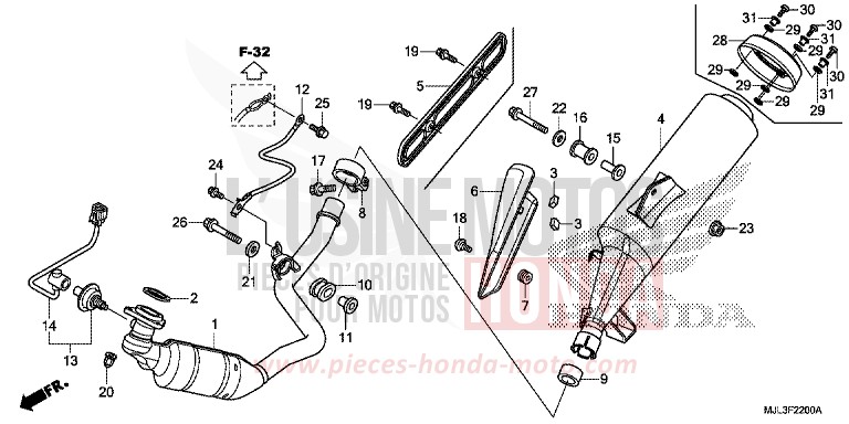 ABGAS-SCHALLDAEMPFER von NC750X "Meca" CANDY ARCADIAN RED (R305) von 2014